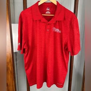 Phillies Golf Polo Men’s Size XL Red Majestic Cool Base Performance Shirt